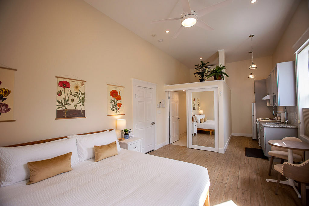 Hotel suite with king bed